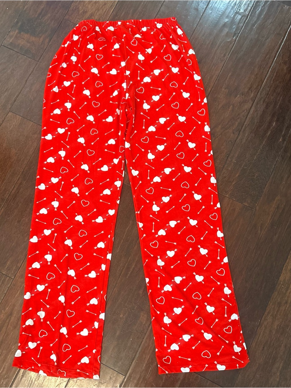 Red Heart-Print Pajama Pants